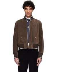 Thom Browne - Knit Rib Blouson Suede Jacket - Lyst