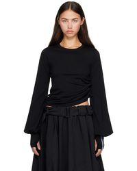 Y-3 - Wool Cinched Drape Long Sleeve T-Shirt - Lyst