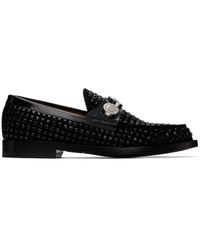 Burberry - Black Logo Crystal Loafers - Lyst