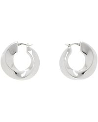 Bottega Veneta - Silver Twist Hoop Earrings - Lyst