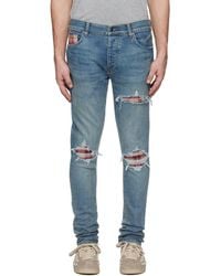 Amiri - Jean Mx1 Bleu À Empiècements À Motif Écossais Et À Quadrigrammes - Lyst