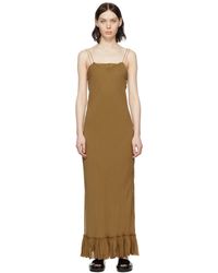 Roberto Cavalli Silk Khaki Belted Maxi Dress in Natural Womens Clothing Dresses Casual and summer maxi dresses 