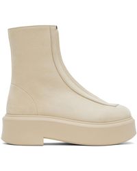 The Row - Leather Zip Platform Booties - Lyst