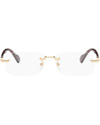 Gucci - Gold & Burgundy Rectangular Glasses - Lyst