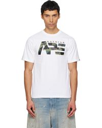 A Bathing Ape - T-Shirt Blanc À Logo Et À Motif Camouflage 1St - Lyst