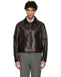 Thom Browne - Zip Front Armband Leather Jacket - Lyst