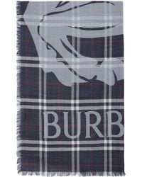 Burberry - Wide Ekd Check Wool Silk Scarf - Lyst
