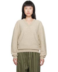 Lemaire - Off-white V-neck Sweater - Lyst