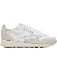Reebok - White & Taupe Classic Sneakers - Lyst