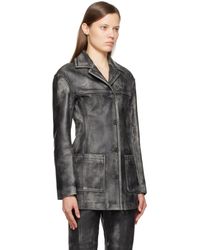 ジャケット MARNI Women Jackets 25PSPMA0235S0TCX28 00N99 BLACK Black shiny leather jacket | Marni