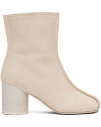MM6 by Maison Margiela - Off- Suede Anatomic Stitch Toe Ankle Boots - Lyst