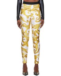 Versace - Legging blanc à motif watercolor couture - Lyst