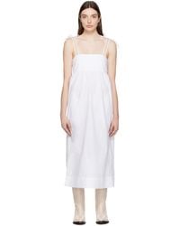 Ganni - White Self-tie Midi Dress - Lyst