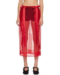 Simone Rocha - Sheer Bow Ribbon Pencil Midi Skirt - Lyst