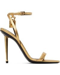 Tom Ford - Laminated Padlock Pointy Naked Heeled Sandals - Lyst