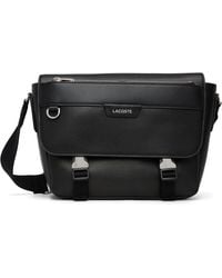 Lacoste - Ossian Flap Close Leather Satchel Bag - Lyst