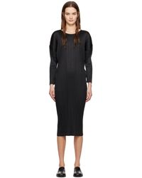 Pleats Please Issey Miyake - Robe longue monthly colors february noire - Lyst
