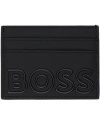 BOSS - Porte-cartes noir à appliqué à logo - Lyst
