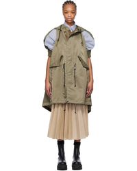Sacai カーキ リップストップ キルティングコート グリーン | Lyst