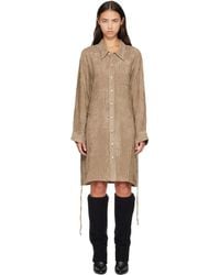 R13 - Khaki Drop Neck Shirt Midi Dress - Lyst