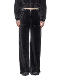 T By Alexander Wang - Pantalon De Détente De Style Travail Noir En Velventine Froissée - Lyst