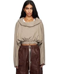 Rick Owens - Taupe Concordians Cropped Tunic Hoodie - Lyst