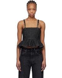 Ganni - Fluffy Denim Strap Top - Lyst