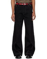 NULLUS Intertwined Belt Tailored Carved Denim Trousers in NULLUS Intertwined Belt Tailored Carved Denim Trousers in