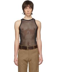 Dries Van Noten Black Mesh Tank Top