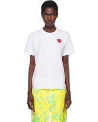 COMME DES GARÇONS PLAY - ホワイト レッドハート ラインストーン エンブレム Tシャツ - Lyst