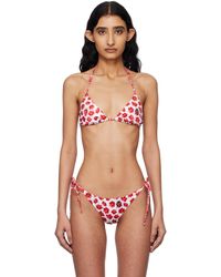 Versace - Haut De Bikini Blanc Et Rouge À Motif Strawberry Garden - Lyst