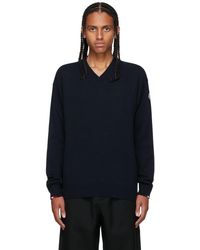 Moncler - Navy Cashmere V-neck Sweater - Lyst