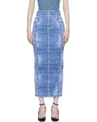 Balmain - Denim Effect Knit Midi Skirt - Lyst