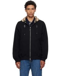 Burberry - Check Hood Cotton Zip Hoodie - Lyst