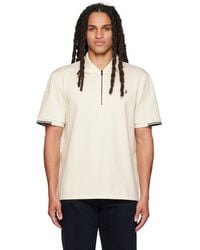 Fred Perry - Off-white Half-zip Polo - Lyst