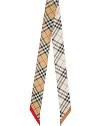 Burberry - Off- Skinny Contrast Check Silk Scarf - Lyst