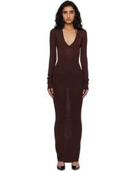 Entire studios - Long Sleeve V Neck Maxi Dress - Lyst