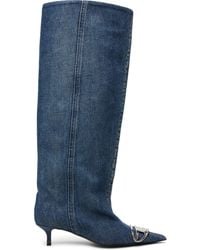 DIESEL - D-Venus Kb Slouchy Denim Tall Boots - Lyst