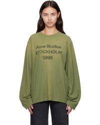 Acne Studios - T-Shirt Décontracté Vert À Logo - Lyst
