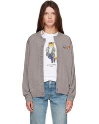 Maison Kitsuné - Taupe Double Fox Head Comfort Cardigan - Lyst