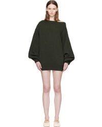 MM6 by Maison Margiela - Khaki Off-Shoulder Knit Minidress - Lyst