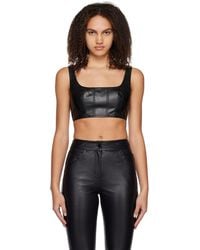 STAUD - Cropped Wells Faux-Leather Tank Top - Lyst