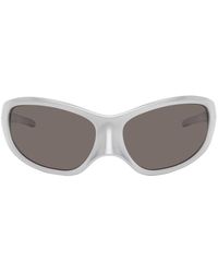 Balenciaga - Silver Skin Xxl Cat Sunglasses - Lyst