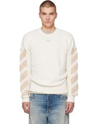 Off-White c/o Virgil Abloh - Diagonals Fuzzy Knit Crewneck Sweater - Lyst