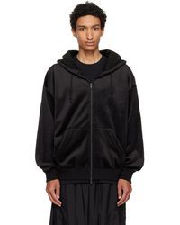 Y-3 - Pull À Capuche Noir En Velours Côtelé À Glissière - Lyst
