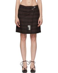 MM6 by Maison Martin Margiela - ブラウン＆ブラック チェック ウールブレンド ミニスカート - Lyst