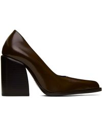 Dries Van Noten - Chaussures à talon bottier brunes en cuir - Lyst