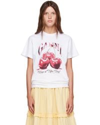 Ganni - Basic Jersey Cherry Relaxed T-Shirt - Lyst