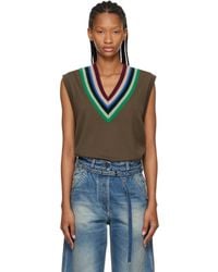 Dries Van Noten - Khaki V-Neck Wool Vest - Lyst
