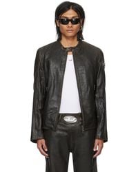 DIESEL - ブラウン L-coe レザージャケット - Lyst